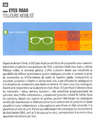Les Annonces de l'Optique, « Eyes-Road, toujours mobilisé »
