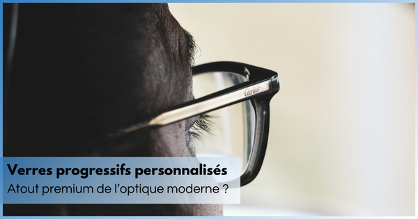 homme portant des lunettes avec verres progressifs personnalisés